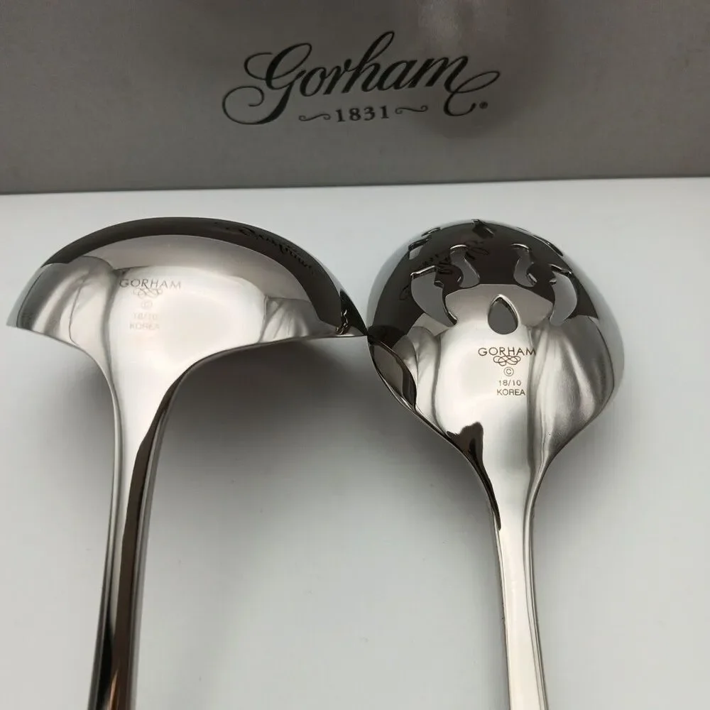 Gorham Studio FROSTED 2 Piece Hostess Serving Set Stainless 18/8 Flatware Korea